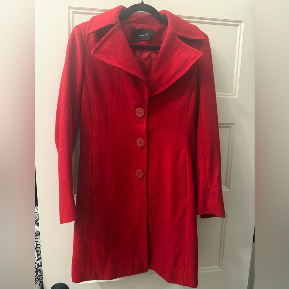 Tahari Red Wool Blend Coat~XS/S